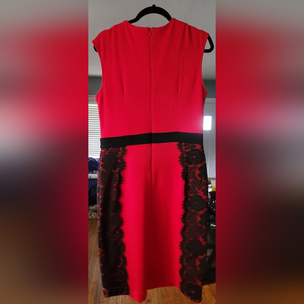Dress Red with black lace; form fitting